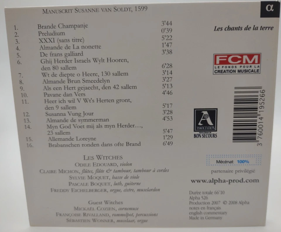 Manuscrit Susanne van Soldt, 1599 (Les Witches) Alpha 526 (CD, 2008) почти как новый - Изображение 4 из 4