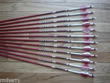 12 Carbon Express Maxima RED 350 Custom Arrows: Blazer Vanes, White Dip, & Crest