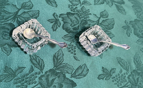 2 VTG Westmoreland George & Martha Sterling Mini Salt Spoon & Crystal Dish 🍴 - Picture 2 of 15