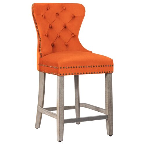 24" Tufted Velvet Counter Stool, Antique Gray - Picture 32 of 66