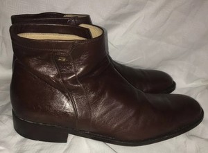 brown zip up boots