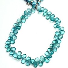 Jewelry Making Beads Natural Ocean Green Apatite Gem Smooth Pear Shape 8" Strand
