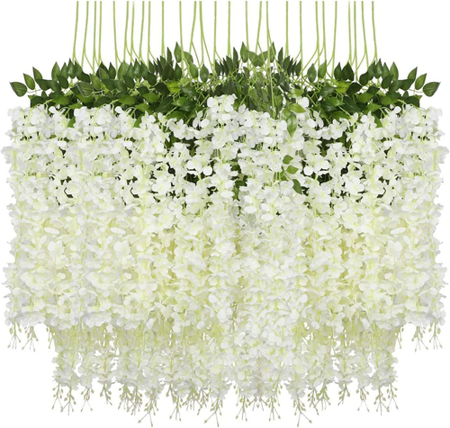 Wisteria Hanging Flowers 12 Pack Fake Flower Garland Artificial Wisteria Vines R