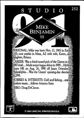 1991 Leaf Studio Baseball Cards Complete Your Set (#'s1-275 ) EXCEL. or Better - Picture 182 of 194
