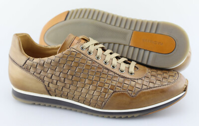 Men's MAGNANNI 'Woven' Brown Leather Sneakers Size US 8 EUR 41 UK 7.5