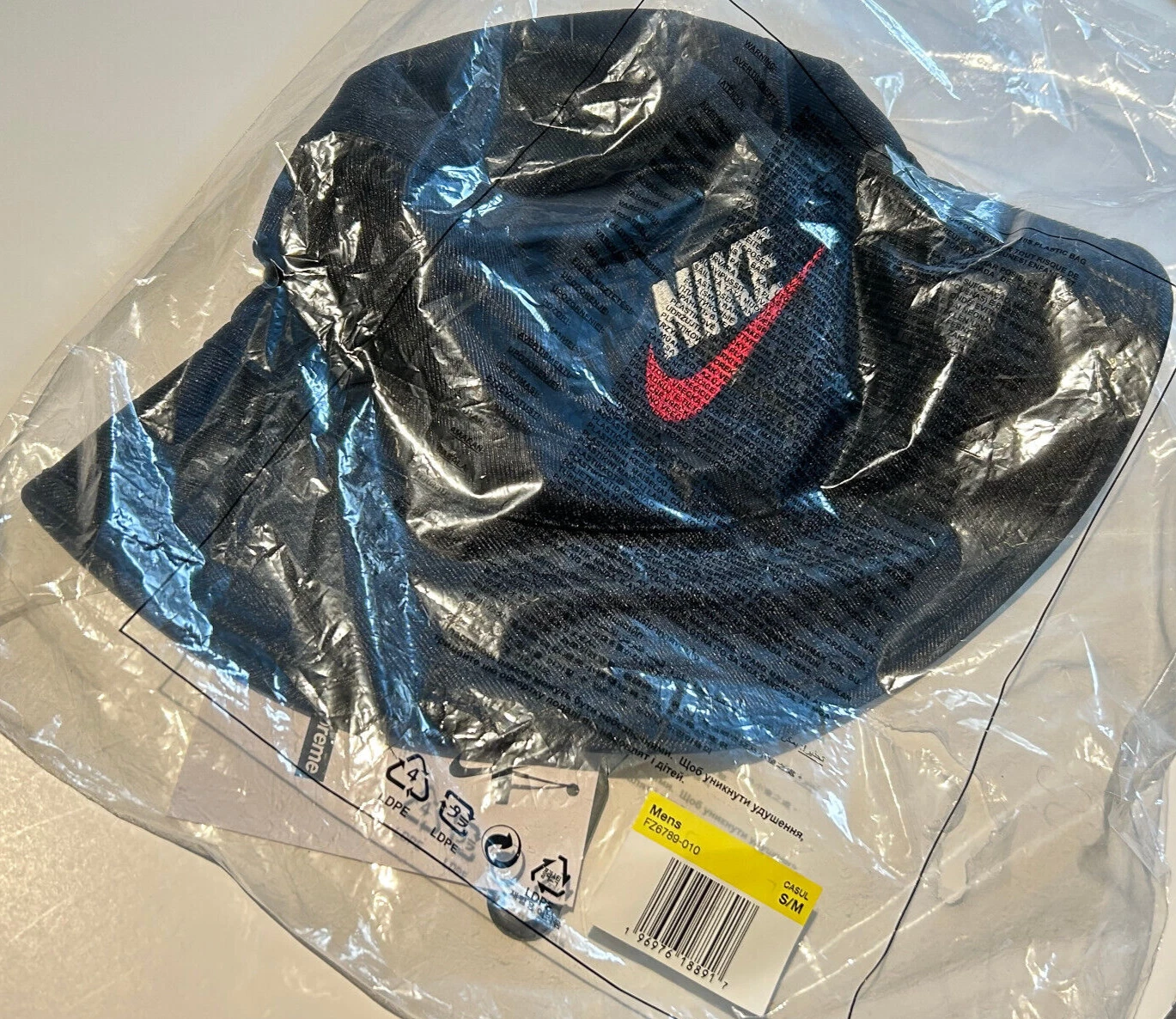 Chapeau seau Supreme X Nike Dazzle Crusher   Noir   Taille S/M   SS24 Neuf Authentique
