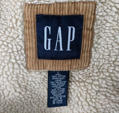 Abrigo Chaqueta Grande Vintage Gap Para Hombres Sherpa Forrado Pana Marrón Camionero 2002 Trabajo - Imagen 7 de 8