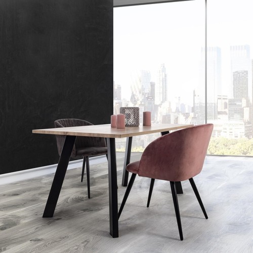 TAVOLO RETTANGOLARE GIANT 160X80 PRANZO SOGGIORNO DESIGN MDF CHIARO ACCIAIO NERO - Foto 2 di 4