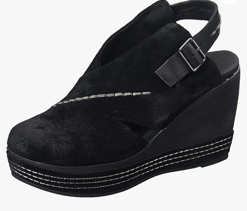 Antelope Mujer Gamuza Recortado Eslinga Cuña Mula Talla 41 Nuevo Foto 2 de 4