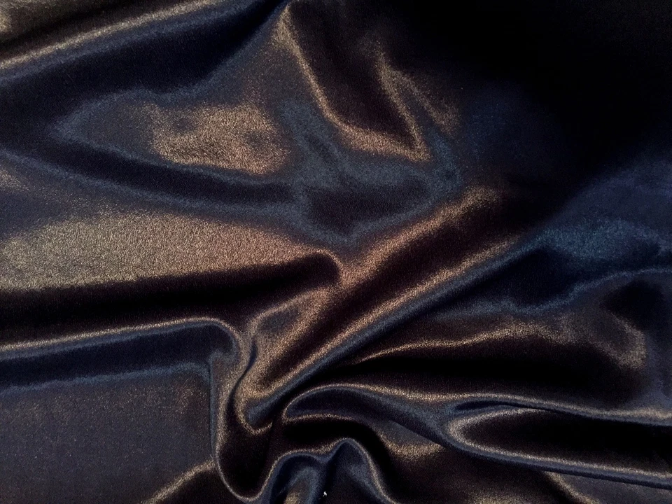Beautiful DARK NAVY Crepe backed Charmeuse SATIN DESIGNER Fabric - Image 4 of 4