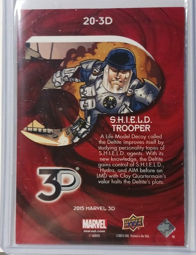 2015 UD Marvel 3D LENTICULAR 3D-19 SHIELD Agent - Picture 3 of 3