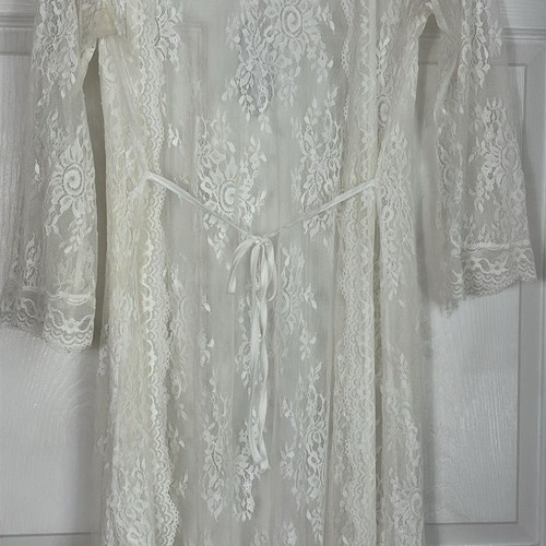 Sexy white lace long sleeve maxi cover up lingerie - Picture 4 of 13