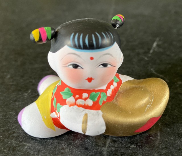 Vintage Asian Japanese? Lucky Children Figurines Colorful Hand Painted