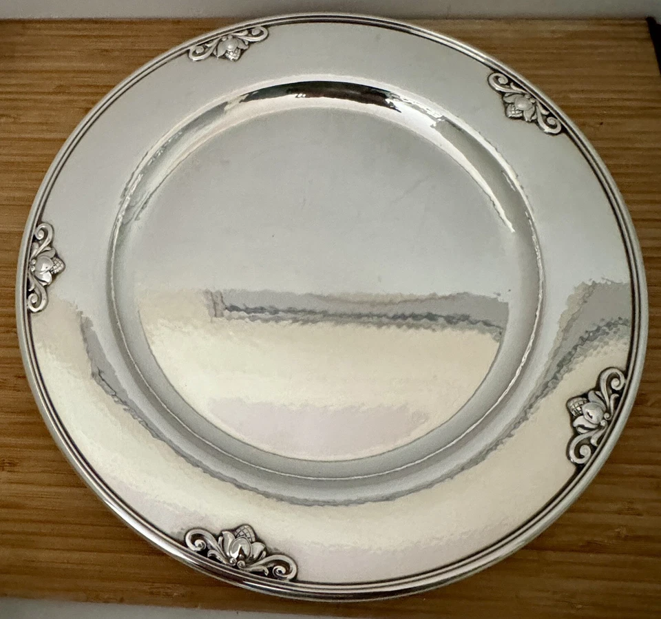 1 GEORG JENSEN ЖЕЛУДЬ СТЕРЛИНГОВОЕ 11» ЗАРЯДНОЕ УСТРОЙСТВО ИЛИ ОБЕДЕННАЯ ТАРЕЛКА #642A - Изображение 3 из 4