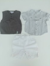Ensemble cérémonie 6 Mois chemise short en lin blanc Vêtements Garçon baptême 6M