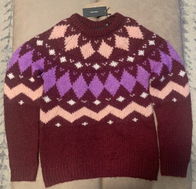 Vero Moda Filippa O-Neck Nordic Sweater Blouse Burgundy NWT - Women Size Large