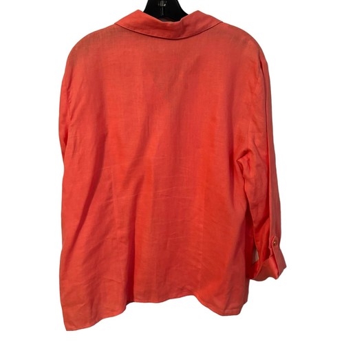 JM Collection Blouse Size 16 Linen Button Up Women Top Shirt Button Up Blouse - Picture 12 of 12