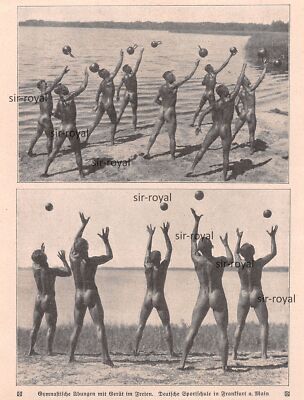 Nude Men Gymnastics - German Sports School Frankfurt Main - 1923 ~14x18cm