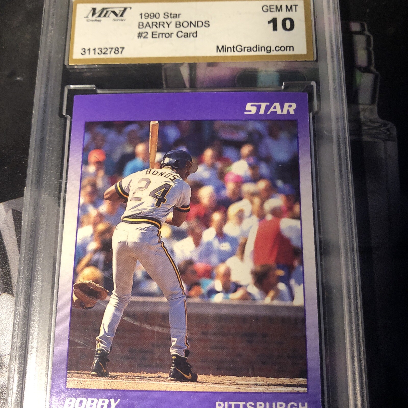 1990 star barry bonds error cards 2, And 7. mgs gem mint 10
