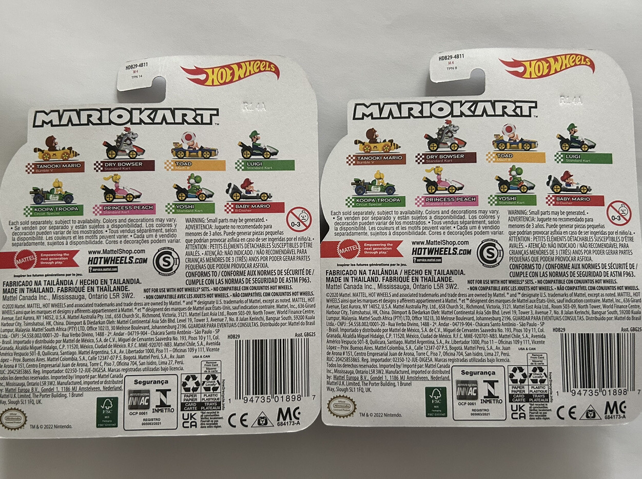 Hot Wheels Mario Kart Dry Bowser Standard Kart Die Cast New Sealed RARE