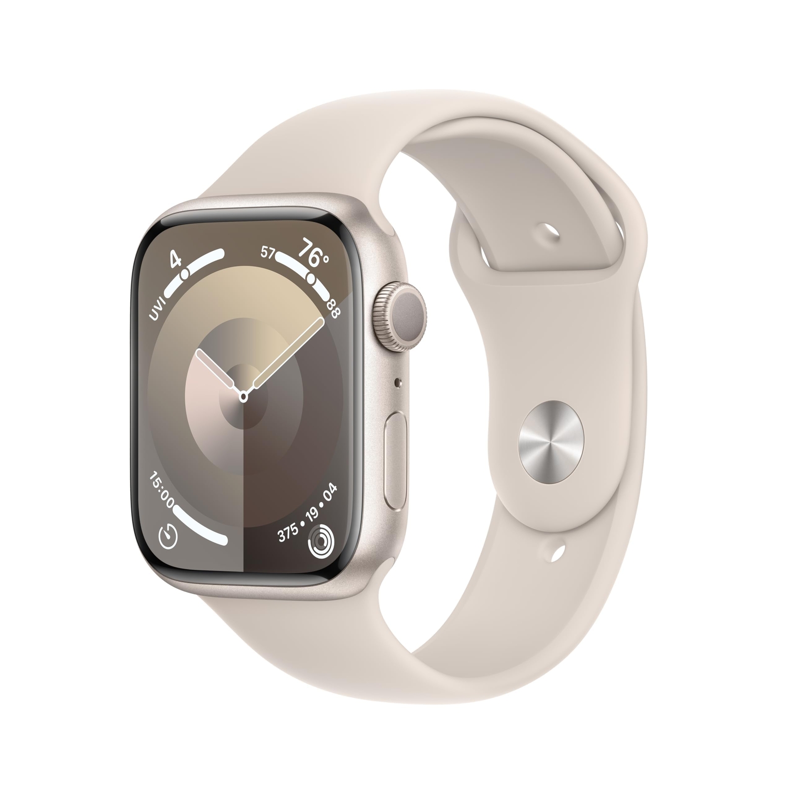 Алюминиевый корпус Apple Watch Series 9 с GPS-навигатором 45 мм Starlight - Спортивный ремешок M/L - MR973LL