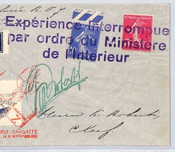 FRANCE ROCKET MAIL Cover *PAR FUSÉE* FIRST FLIGHT INTERRUPTED 1935 SIGNED YE18 - Image 3 of 4