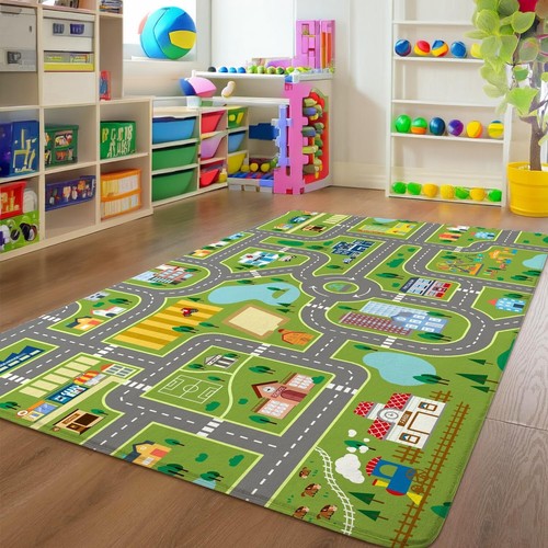 Kids Carpet Playmat Rug 5 x 7 FT Cars Kids Rug Traffic Road Kids Play Car Mat... - 第 1/7 張圖片