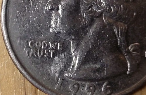 1996 P Washington Quarter Error Missing ‘In God We Trust’ Letters - Picture 3 of 6