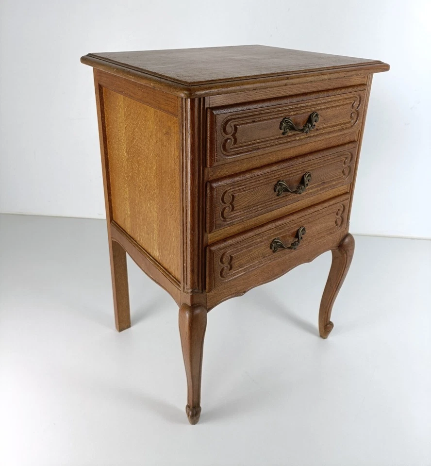 Louis XVI style Bedside End Table Cabinet Nightstand Wood Chest of Drawers 3 dra - Изображение 3 из 4