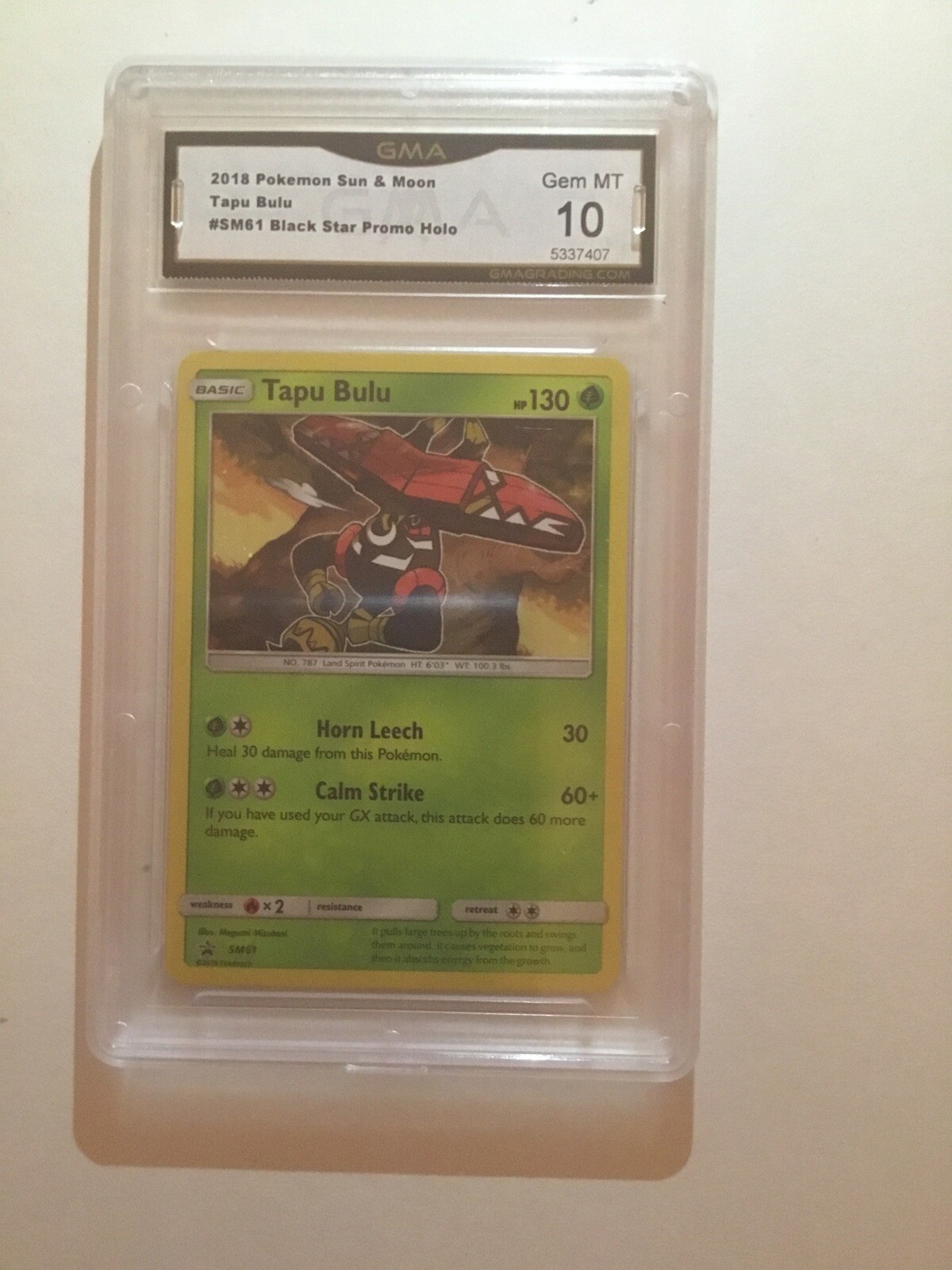 Gem MT 2018 Pokemon Sun & Moon Tapu Bulu #SM61 Black Star Promo Holo
