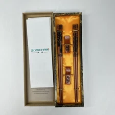 Chopstick Reusable Chinese Dragon and Phoenix Chopsticks with Holder and Carr...