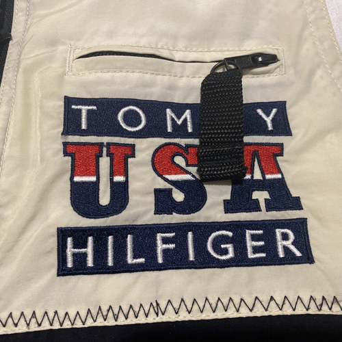 Vintage Tommy Hilfiger USA Sailing Vest Mens Sz Medium Nylon Black Ivory Outdoor - Picture 4 of 15