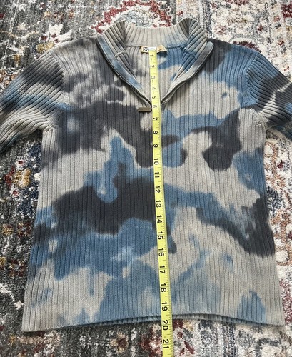 EX10 Boys Cotton Sweater Blue Gray Tie Dye Knit 1/4 Zip Pullover Sz M( 152/12) - Picture 4 of 13