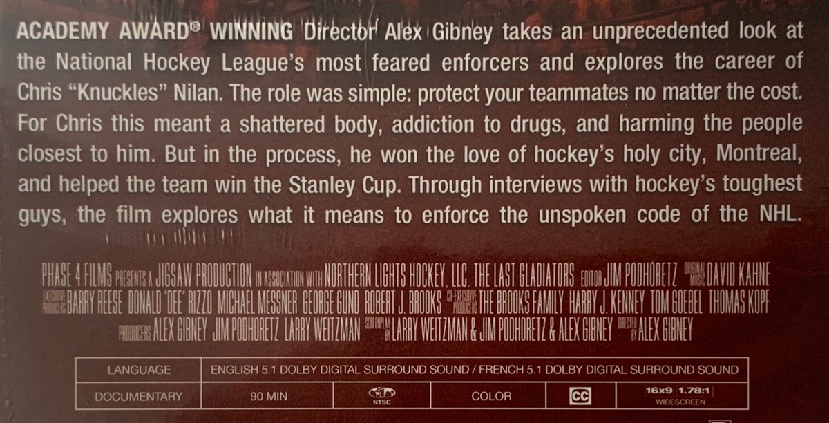 The Last Gladiators DVD Chris Nilan Donald Brashear Alex Gibney