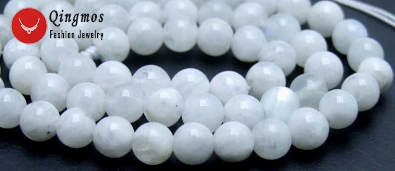 6mm Round Natural White Moonstone Loose Beads for Jewelry Making DIY 15'' los600 - Image 3 of 4