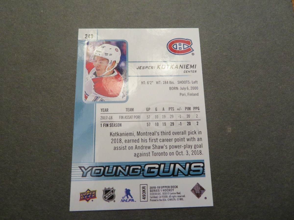 2018-19 UD Upper Deck Jesperi Kotkaniemi Young Guns YG