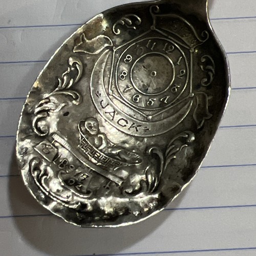 Vintage Antique Spoon Birth Record Jack Silver? Stork Fast Shipping - Picture 2 of 6
