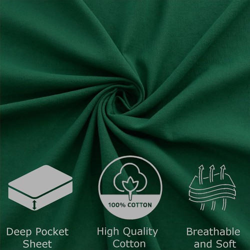 Juego de sábanas de franela de invierno pesado 100 % algodón fundas de almohada planas ajustables bolsillo profundo  - Imagen 15 de 17