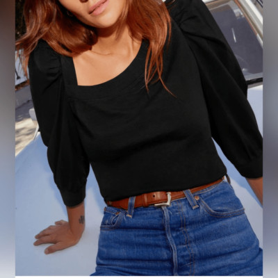 Nation LTD - Tori Asymmetric Combo Top in Jet Black Small