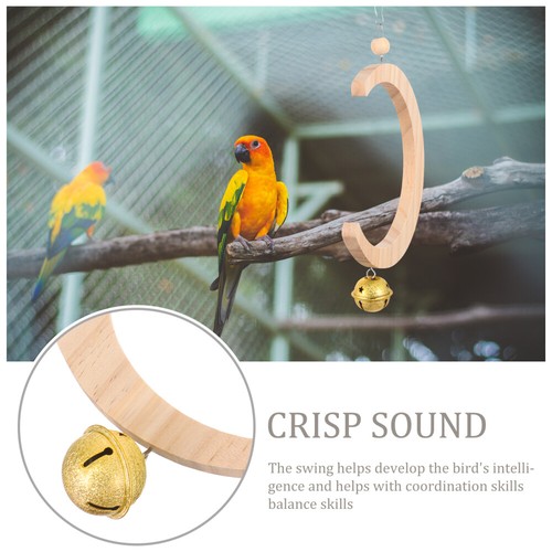 Wooden Creative With Bell Hanging Moon Shaped Bird Swing Parrot Swing Toy - 第 5/12 張圖片