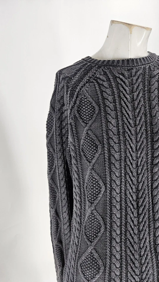 Rag & Bone Men's Sweater Small Dexter Organic Cotton Aran Knit Overdyed... - Image 2 of 4