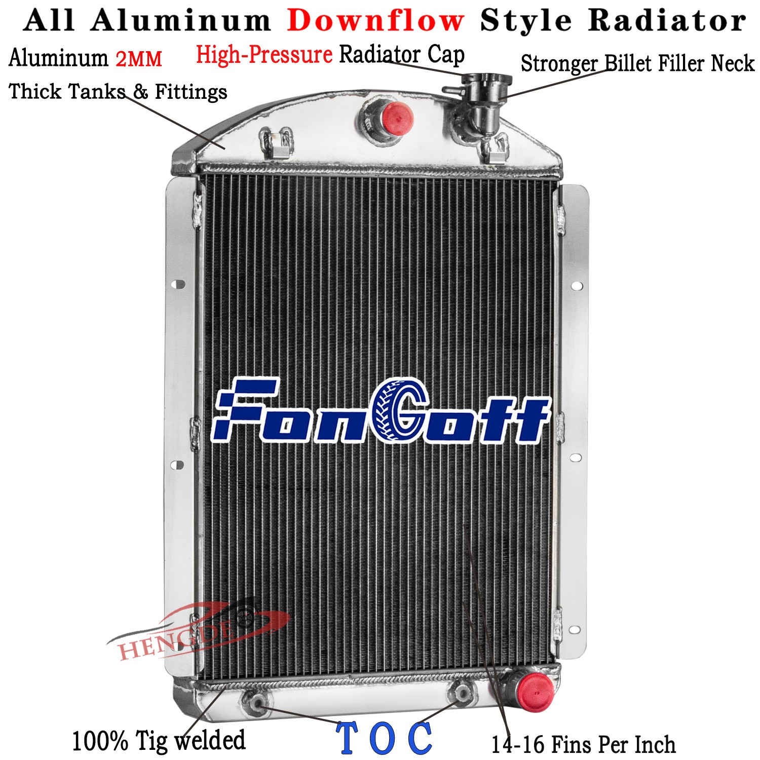 4 Row Aluminum Radiator For 1941-1946 1943 Chevy Pickup Truck V8 Small Block AT