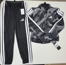 Adidas Camo Jacket Black Striped Jogger Athletic 2 Piece Set Boys Size 6 NWT