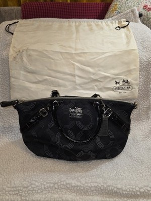 Coach Madison Dotted Op Art Sophia Satchel Handbag Black | eBay