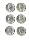 Lot Of 6 1964 Washington Silver Quarters Uncirculated 90% Silver Coins 1.0848 OZ