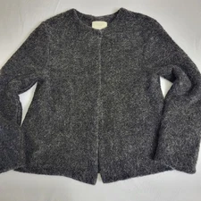 Zara Girls Gray Fuzzy Angora Blend Snap Front Cardigan Jacket Size 13/14