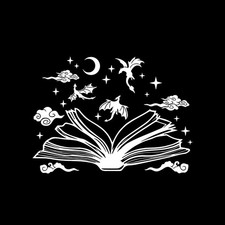 Book Dragon Fantasy Bookish Reader Lover Sticker Decal 4"x6.5"