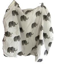 Crate Barrel Kids Baby Crib Fitted Sheet Elephant Excursion Print 100 Cotton