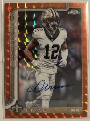 CHRIS OLAVE AUTO 2025 Topps Chrome Football Auto Orange Geometric /25 #BA-CO