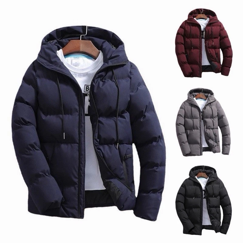 Oversized M-5XL Parkas Autumn Winter Women or Men Hooded Zip Up Long Sleeve Soli - product detail image 1